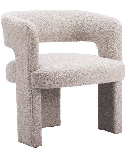 27" Beige Faux Shearling And Upholstered Arm Chair