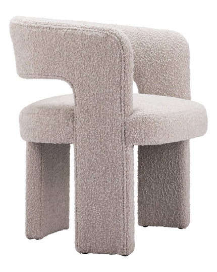 27" Beige Faux Shearling And Upholstered Arm Chair