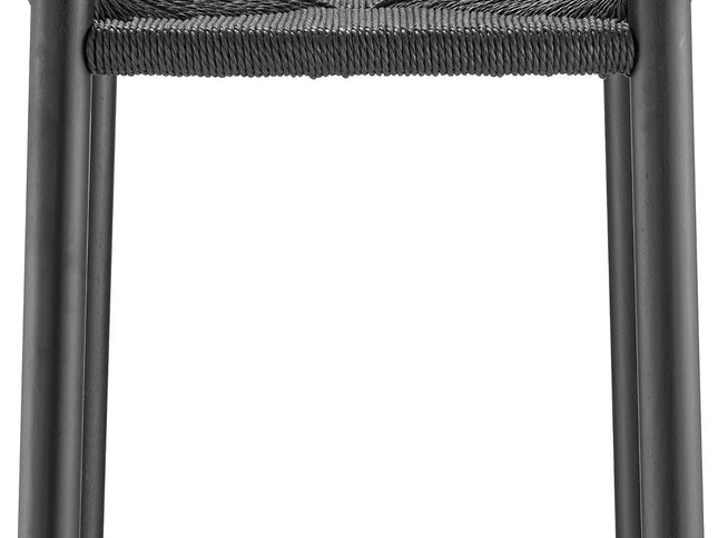 31" Black Rush and Solid Wood Backless Bar Height Bar Chair