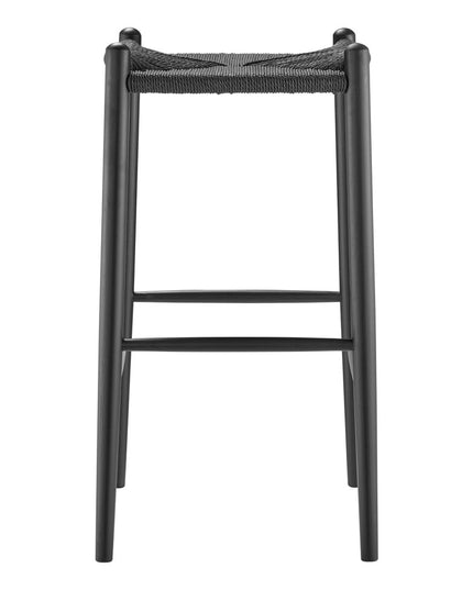 31" Black Rush and Solid Wood Backless Bar Height Bar Chair