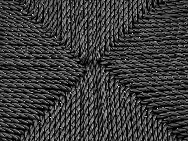 31" Black Rush and Solid Wood Backless Bar Height Bar Chair