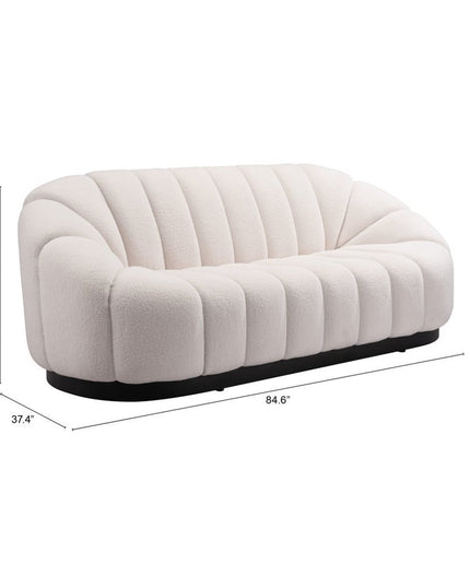 85" Cream Polyester Sofa
