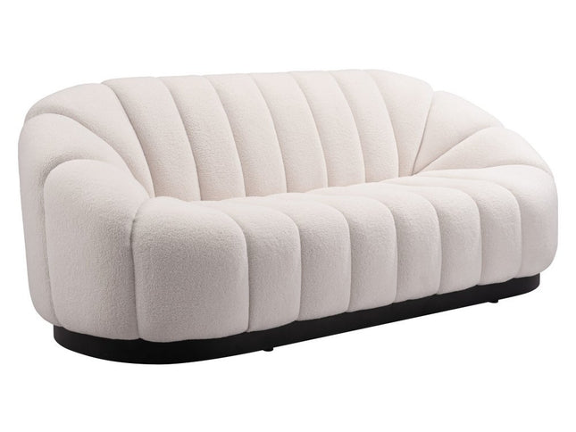 85" Cream Polyester Sofa