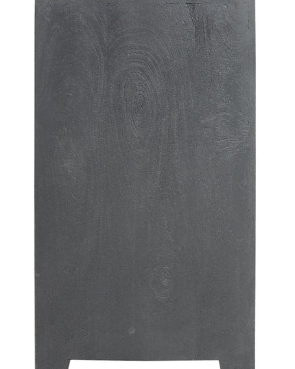 86" Dark Gray Carved Floral Distressed Solid Wood Enclosed Storage TV Stand