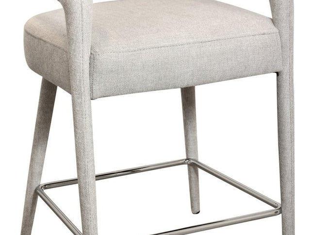 25" Ivory Metal and Fabric Low Back Counter Height Bar Chair