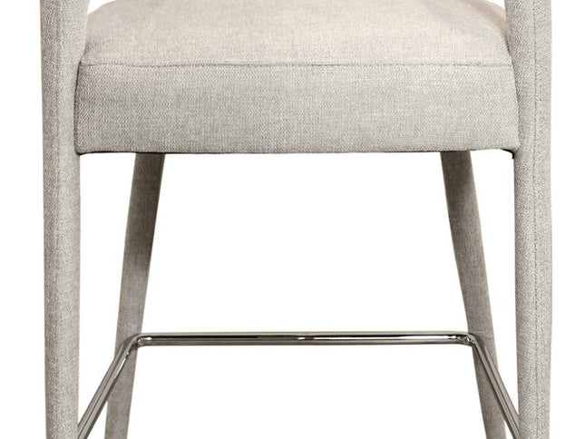 25" Ivory Metal and Fabric Low Back Counter Height Bar Chair