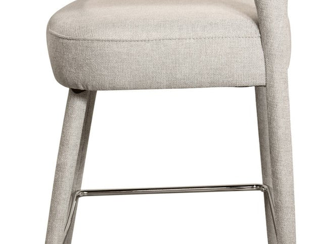 25" Ivory Metal and Fabric Low Back Counter Height Bar Chair
