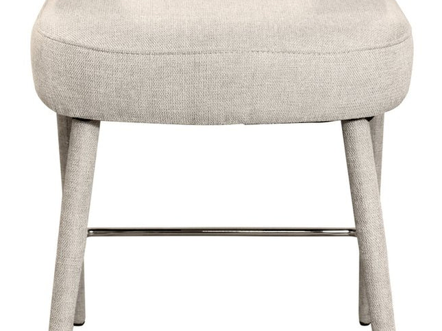 25" Ivory Metal and Fabric Low Back Counter Height Bar Chair
