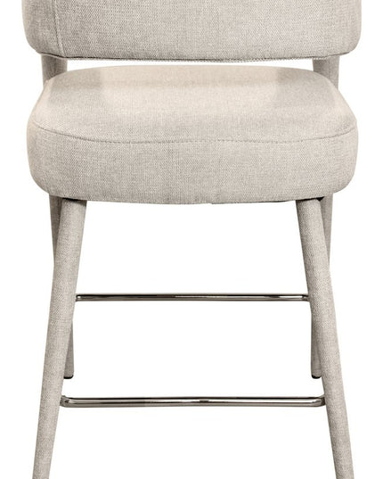 25" Ivory Metal and Fabric Low Back Counter Height Bar Chair