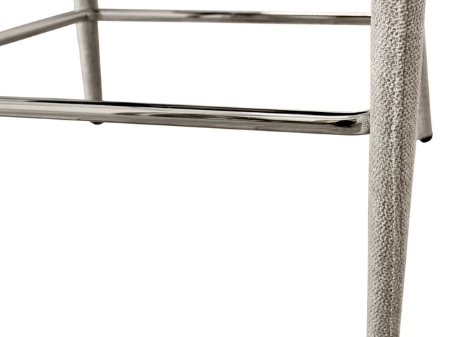 25" Ivory Metal and Fabric Low Back Counter Height Bar Chair