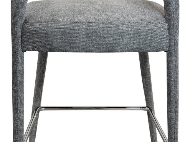 25" Gray Metal and Fabric Low Back Counter Height Bar Chair