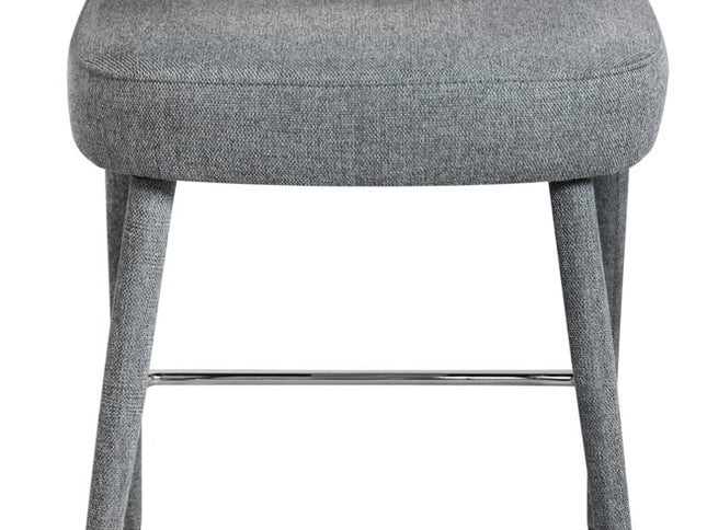 25" Gray Metal and Fabric Low Back Counter Height Bar Chair