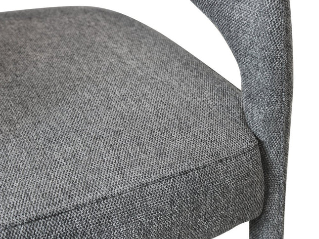 25" Gray Metal and Fabric Low Back Counter Height Bar Chair