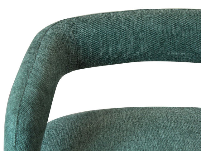 25" Teal Blue Metal and Fabric Low Back Counter Height Bar Chair