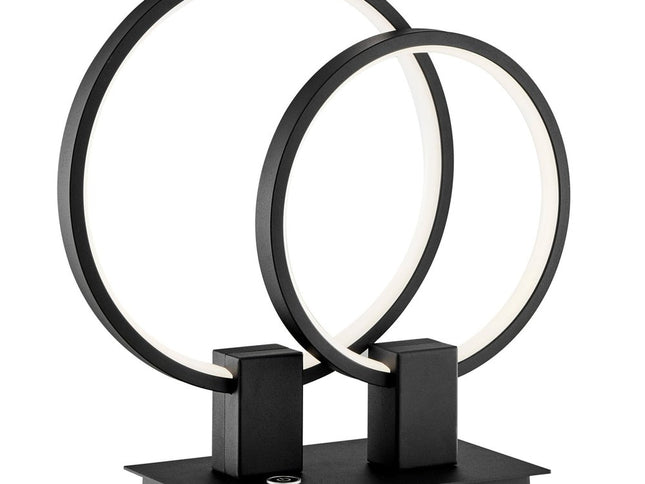 15" Black Metal Two Light Mod Round Circle LED Table Lamp