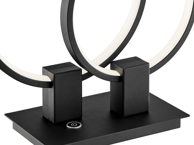 15" Black Metal Two Light Mod Round Circle LED Table Lamp