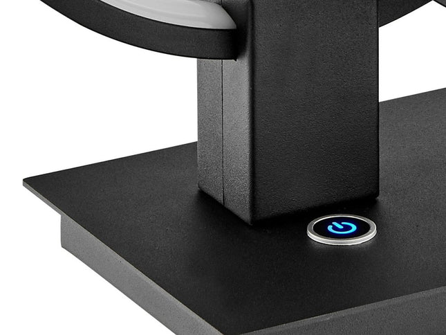 15" Black Metal Two Light Mod Round Circle LED Table Lamp