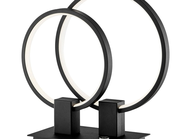 15" Black Metal Two Light Mod Round Circle LED Table Lamp