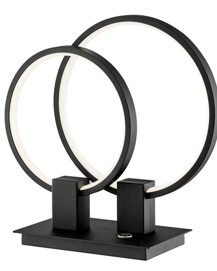 15" Black Metal Two Light Mod Round Circle LED Table Lamp