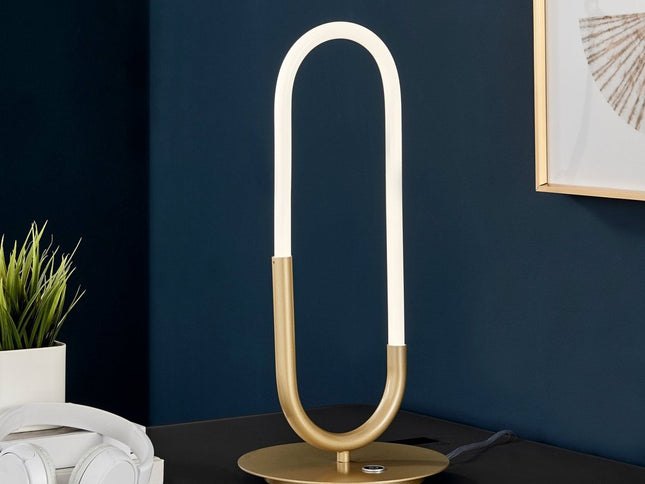 19" Gold Acrylic And Metal Mod Paper Clip LED Table Lamp