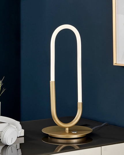 19" Gold Acrylic And Metal Mod Paper Clip LED Table Lamp