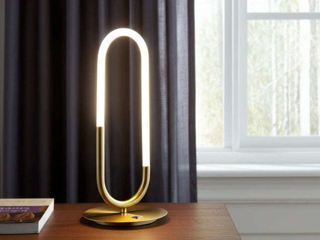 19" Gold Acrylic And Metal Mod Paper Clip LED Table Lamp