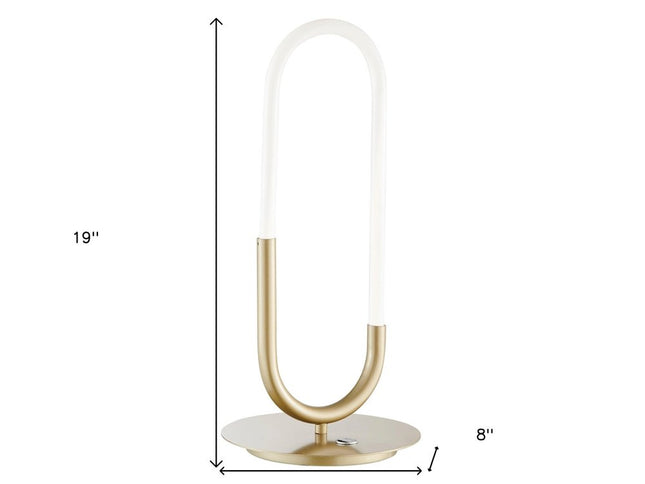 19" Gold Acrylic And Metal Mod Paper Clip LED Table Lamp