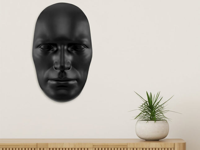 28" X 17" Black Face Resin Oval Hanging Dimensional Sculpture