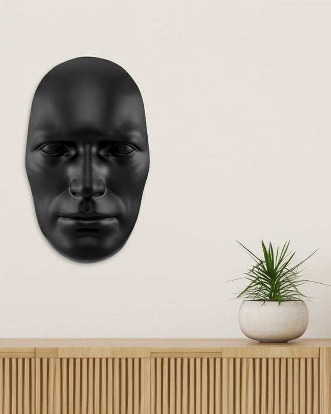 28" X 17" Black Face Resin Oval Hanging Dimensional Sculpture