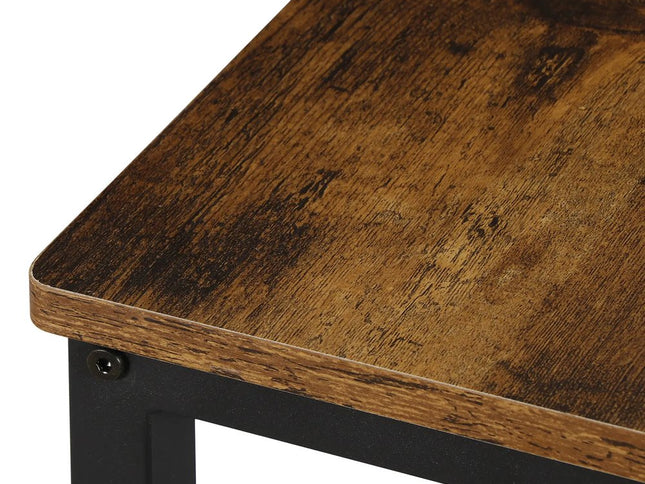 Set of Two 26" Brown and Black Steel and Wood Backless Counter Height Bar Chairs