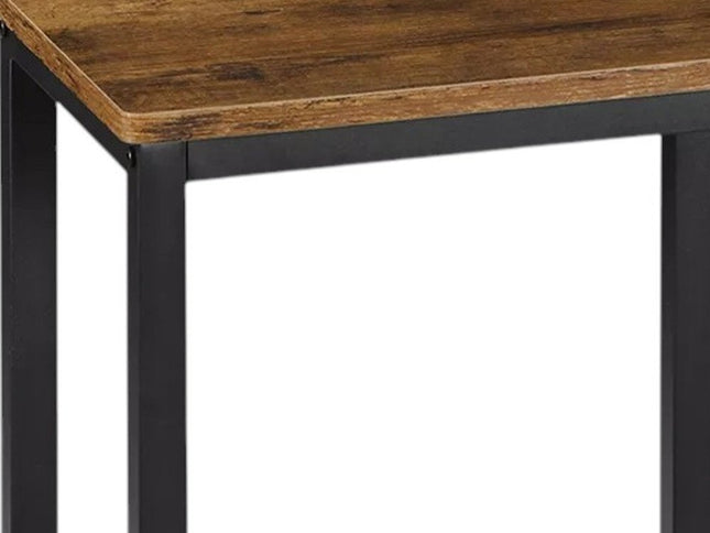 Set of Two 26" Brown and Black Steel and Wood Backless Counter Height Bar Chairs