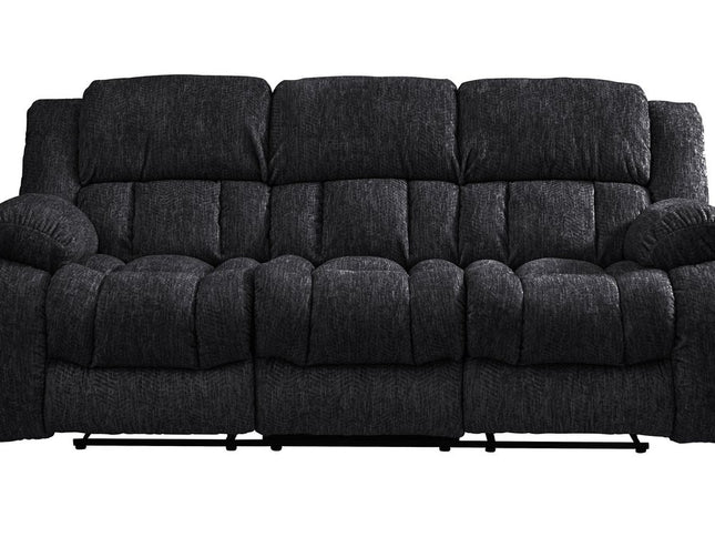88" Black Reclining USB Sofa And Toss Pillow With Silver Legs