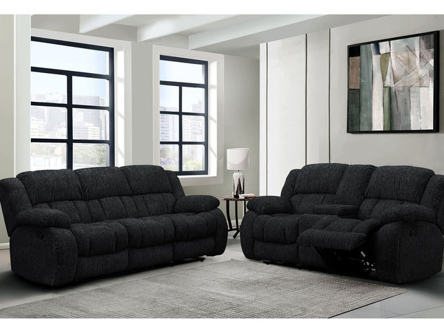 88" Black Reclining USB Sofa And Toss Pillow With Silver Legs