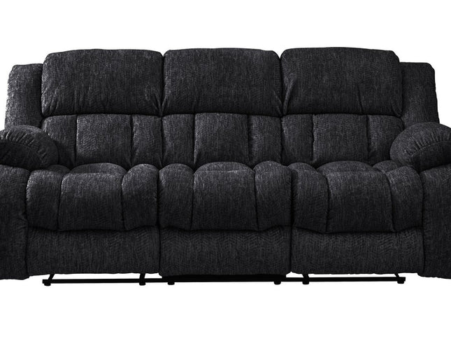 88" Black Reclining USB Sofa And Toss Pillow With Silver Legs