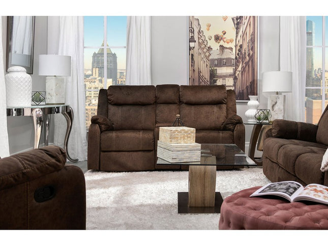 80" Dark Brown Reclining USB Sofa And Toss Pillow With Silver Legs