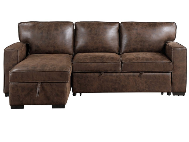 92" Dark Brown Sleeper USB Sleeper Sofa And Toss Pillow With Black Legs