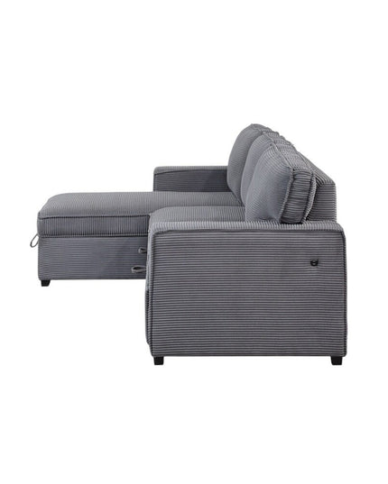 92" Light Gray Sleeper USB Sleeper Sofa And Toss Pillow With Black Legs