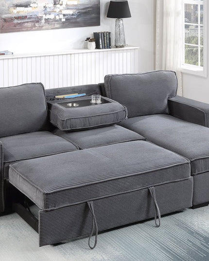 92" Light Gray Sleeper USB Sleeper Sofa And Toss Pillow With Black Legs