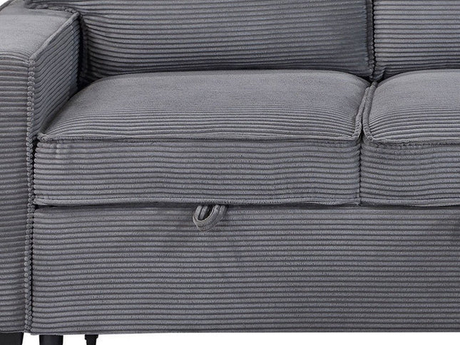 92" Light Gray Sleeper USB Sleeper Sofa And Toss Pillow With Black Legs