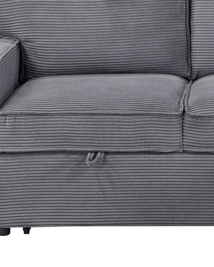 92" Light Gray Sleeper USB Sleeper Sofa And Toss Pillow With Black Legs