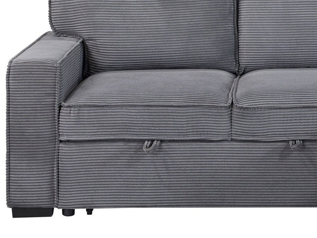 92" Light Gray Sleeper USB Sleeper Sofa And Toss Pillow With Black Legs
