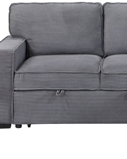 92" Light Gray Sleeper USB Sleeper Sofa And Toss Pillow With Black Legs