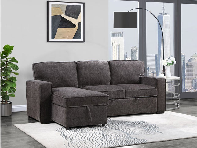 92" Dark Gray Sleeper USB Sleeper Sofa And Toss Pillow With Black Legs