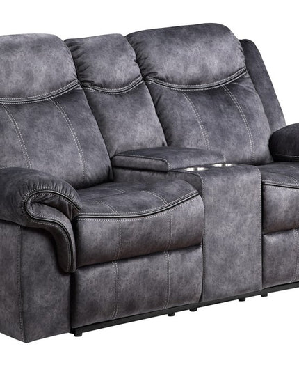 79" Dark Gray Microfiber Power Reclining Loveseat With Storage