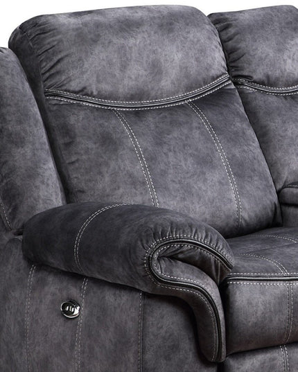 79" Dark Gray Microfiber Power Reclining Loveseat With Storage