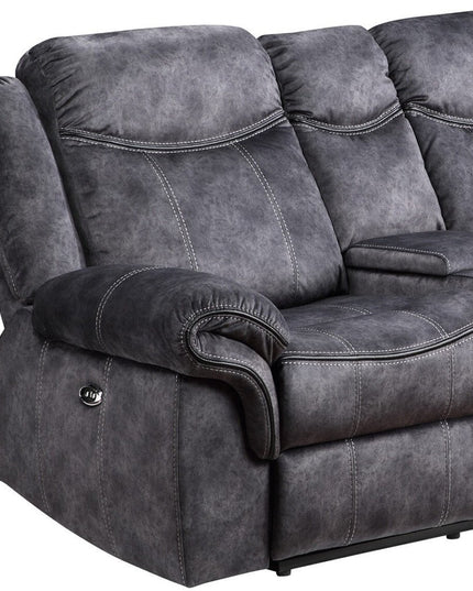 79" Dark Gray Microfiber Power Reclining Loveseat With Storage