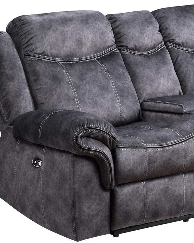 79" Dark Gray Microfiber Power Reclining Loveseat With Storage