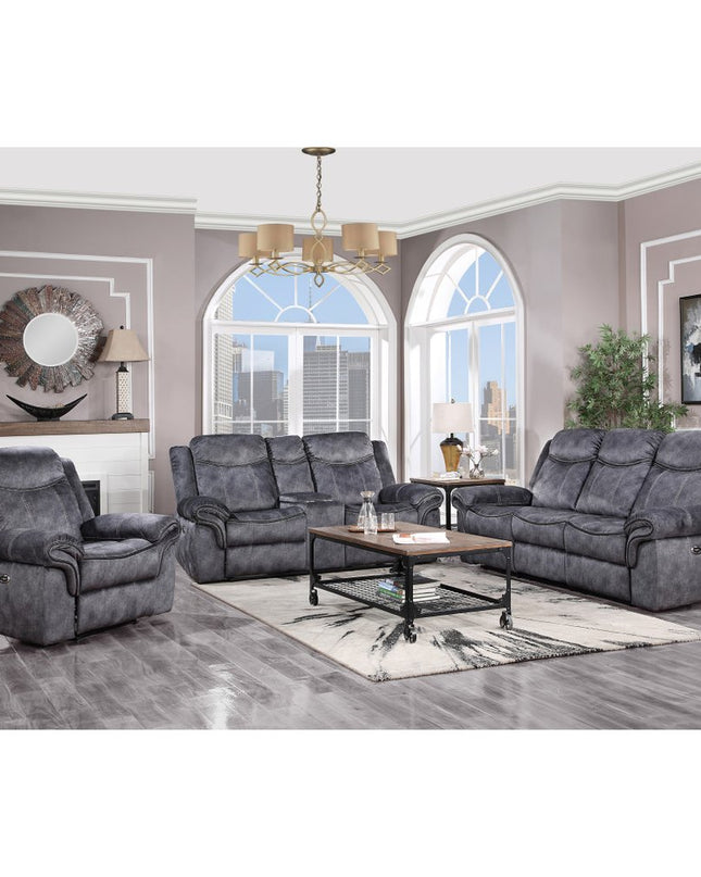 79" Dark Gray Microfiber Power Reclining Loveseat With Storage