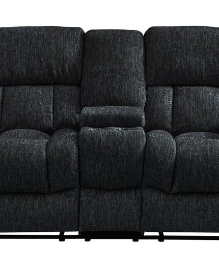 77" Black Manual Reclining Loveseat With Storage