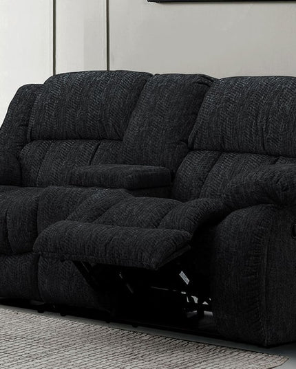 77" Black Manual Reclining Loveseat With Storage
